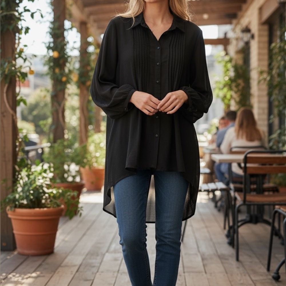 Dr2 Button Down Sheer Blouse